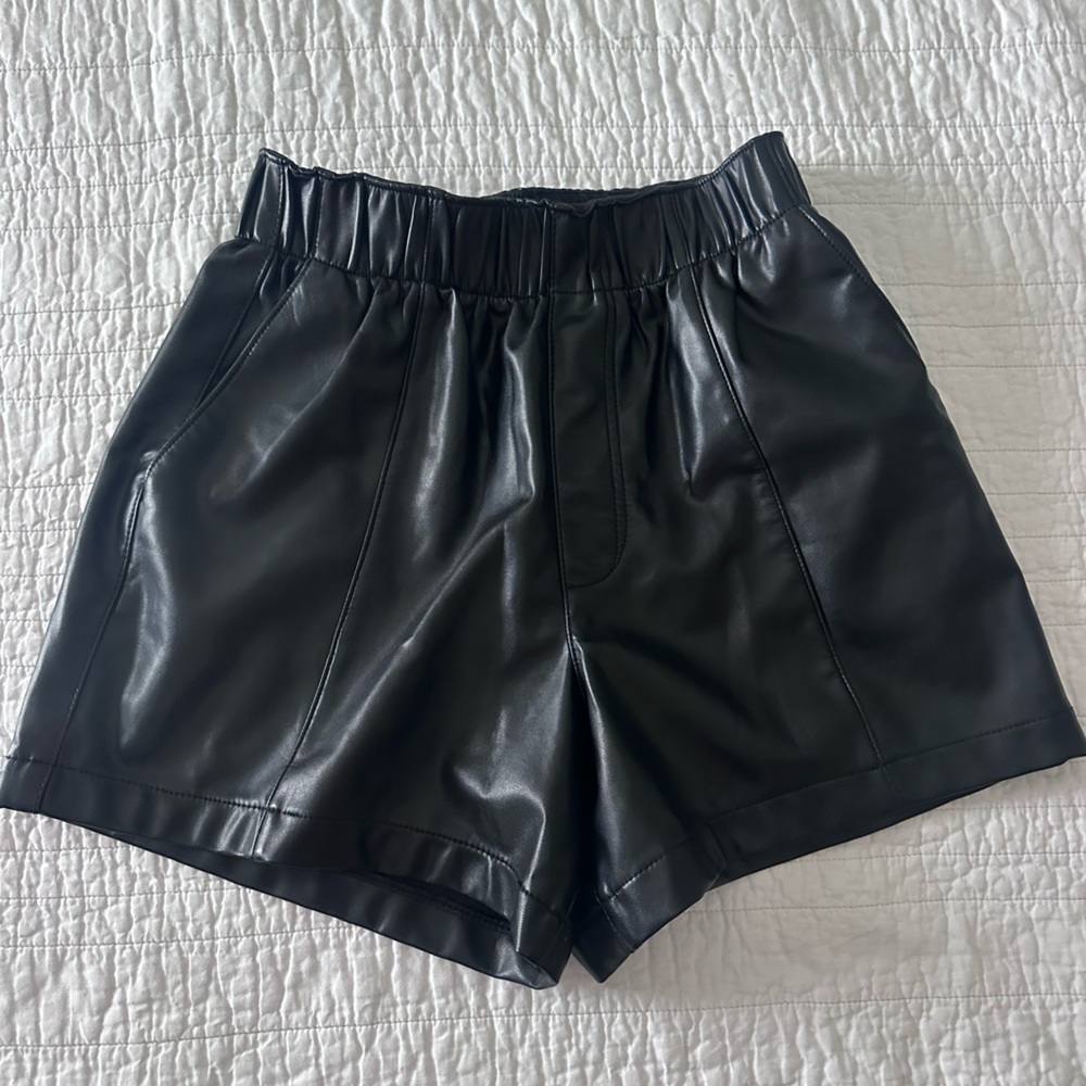Abercrombie & Fitch High Waist Black Vegan Leather Shorts